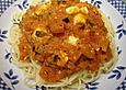 Spaghetti mit Schafsk&auml;se - Oliven - So&szlig;e