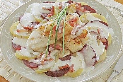Rote Bete - Kartoffel - Carpaccio mit gebratenem Fischfilet 1