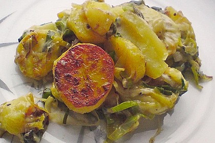 Bratkartoffeln mit Porree und Käse 3