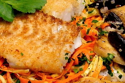 Skreifilet auf M&ouml;hren - Sellerie - Julienne mit Kr&auml;uterseitlingen 6