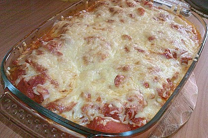 Fischst&auml;bchen - Auflauf mit Tomatensauce