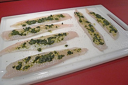 Fisch - B&auml;rlauch - R&ouml;llchen mit Sahne - Wei&szlig;wein Sauce 1