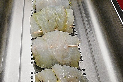 Fisch - B&auml;rlauch - R&ouml;llchen mit Sahne - Wei&szlig;wein Sauce 2