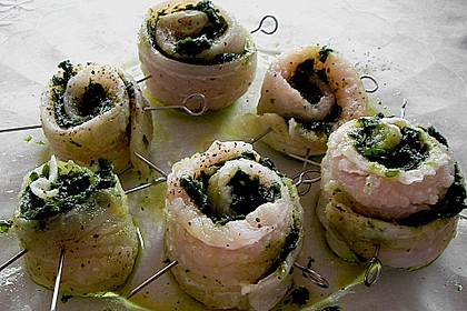 Fisch - B&auml;rlauch - R&ouml;llchen mit Sahne - Wei&szlig;wein Sauce 3