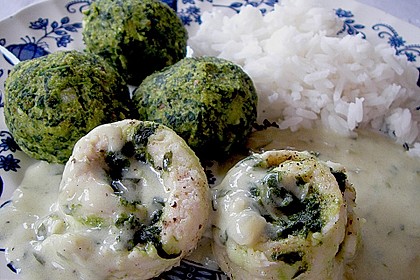 Fisch - B&auml;rlauch - R&ouml;llchen mit Sahne - Wei&szlig;wein Sauce 4