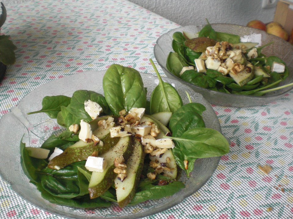 Spinat-Salat mit Birne und Blauschimmelkäse von glaserberl | Chefkoch.de