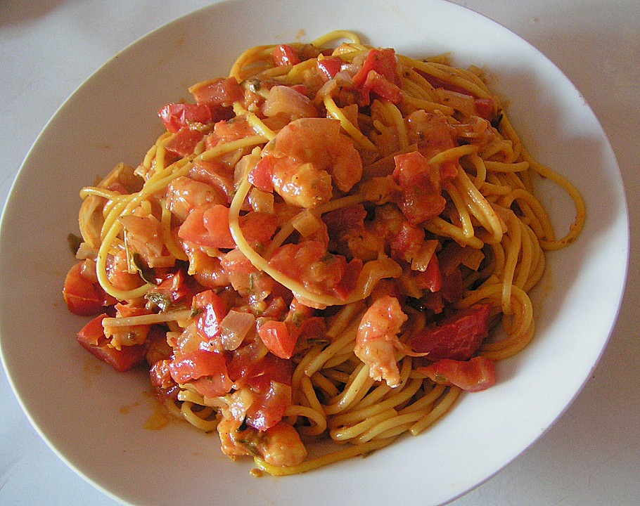 Spaghetti mit Krabben - Tomaten - Sahnesoße von bärchen23 | Chefkoch.de