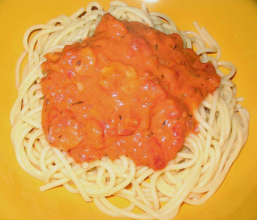 Spaghetti mit Krabben - Tomaten - Sahnesoße von bärchen23 | Chefkoch.de