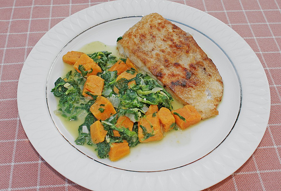 Fischfilet mit Süßkartoffel - Spinat - Curry von YellowChick | Chefkoch.de