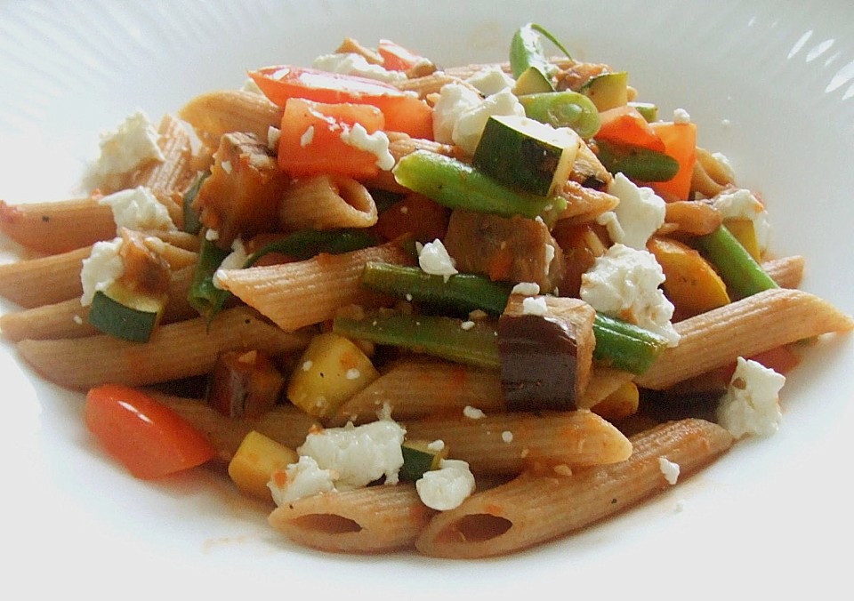 Mediterrane Pasta-Pfanne mit Gemüse und Ziegenkäse von CookingJulie ...