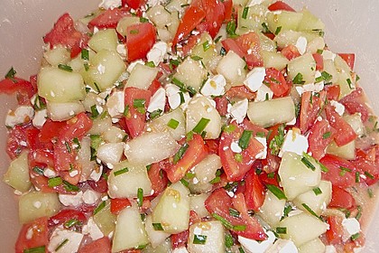 Tomatensalat mit Honigmelone und Schafskäse 7