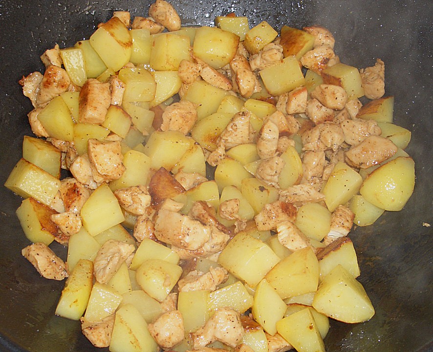 Kartoffel-Hähnchen-Pfanne mit Schafskäse von tatik | Chefkoch.de