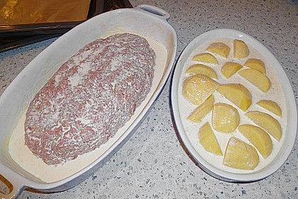 Hackbraten mit Kartoffeln in Sahne 49