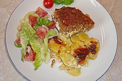 Hackbraten mit Kartoffeln in Sahne 3