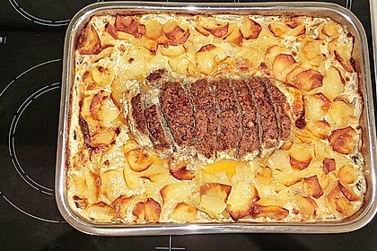 Hackbraten mit Kartoffeln in Sahne 2