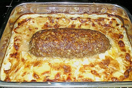 Hackbraten mit Kartoffeln in Sahne 4