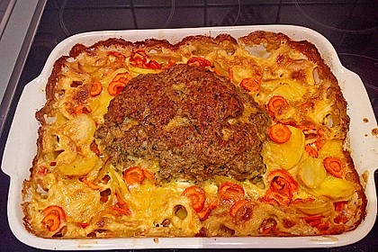 Hackbraten mit Kartoffeln in Sahne 12