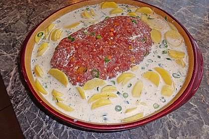 Hackbraten mit Kartoffeln in Sahne 6