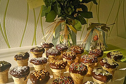Kleine Kuchen im Waffelbecher 163