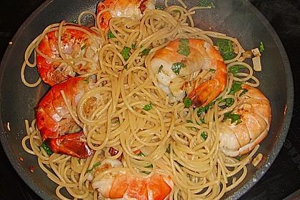Spaghetti mit Garnelen 5