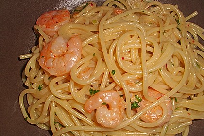Spaghetti mit Garnelen 16