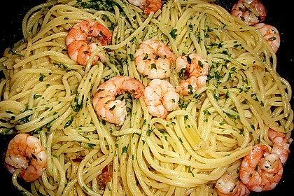 Spaghetti mit Garnelen 6
