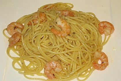 Spaghetti mit Garnelen 35