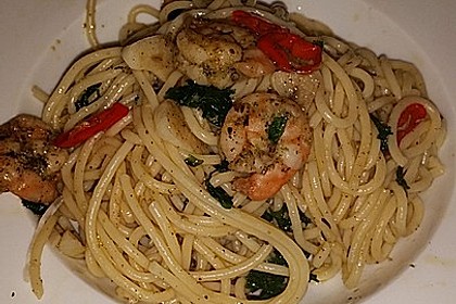 Spaghetti mit Garnelen 21