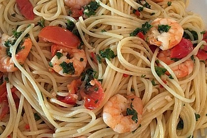 Spaghetti mit Garnelen 3