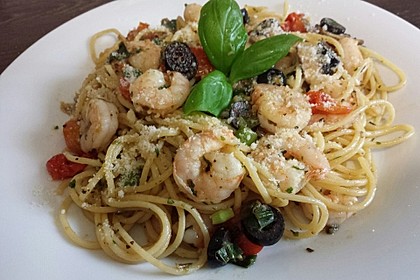 Spaghetti mit Garnelen 4