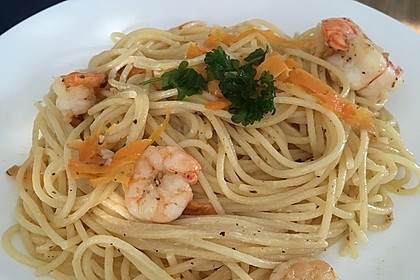 Spaghetti mit Garnelen 26