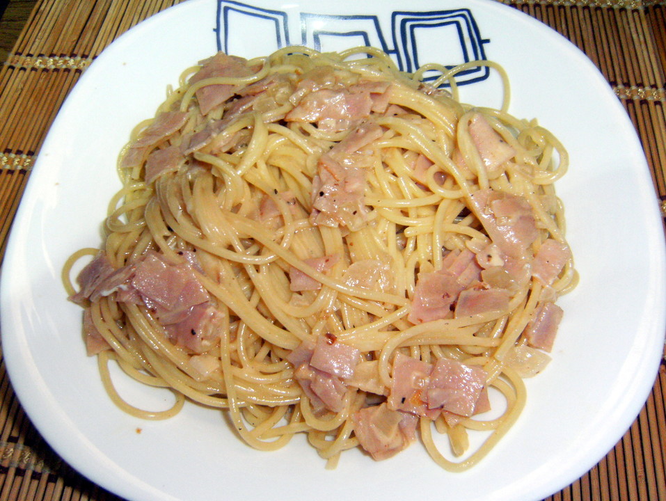 Spaghetti mit Schinken - Sahne - Soße von Jockelchen | Chefkoch.de