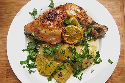 Hähnchenschenkel in Zitronen - Knoblauch - Sauce
