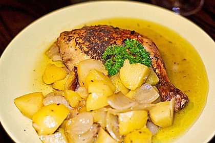 Hähnchenschenkel in Zitronen - Knoblauch - Sauce 3