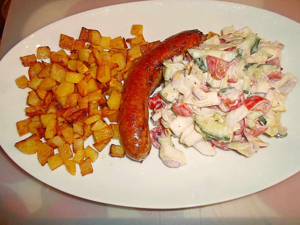 Bratkartoffeln mit Rosenkohl und Bratwurst von AWeinert | Chefkoch.de