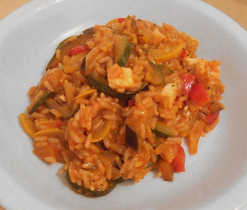 Mediterrane Zucchini - Reis - Pfanne mit Feta von CookingJulie ...