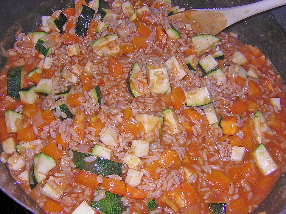 Mediterrane Zucchini Pfanne Mit Reis Und Feta