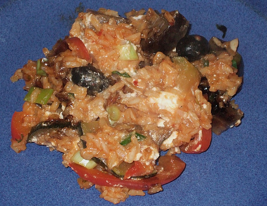 Mediterrane Zucchini Pfanne Mit Reis Und Feta