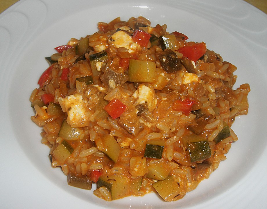 Mediterrane Zucchini - Reis - Pfanne mit Feta von CookingJulie ...