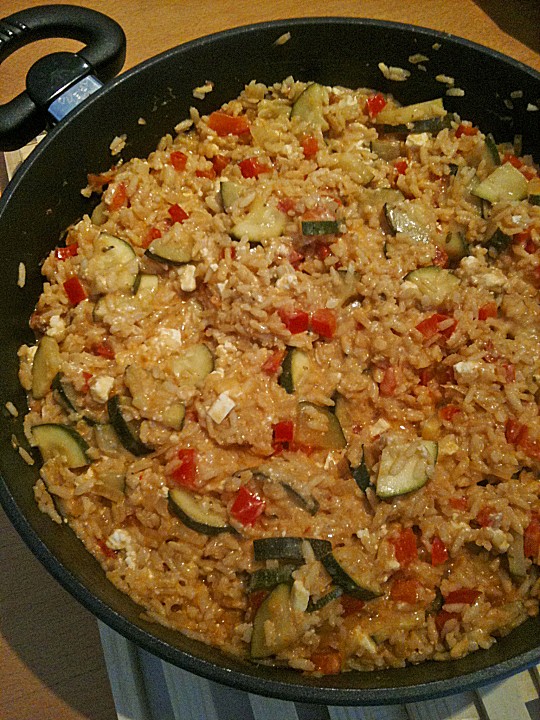 Mediterrane Zucchini - Reis - Pfanne mit Feta von CookingJulie ...