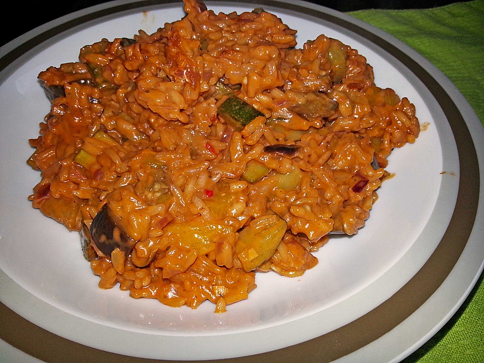 Mediterrane Zucchini Pfanne Mit Reis Und Feta