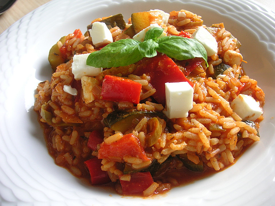 Mediterrane Zucchini - Reis - Pfanne mit Feta von CookingJulie ...