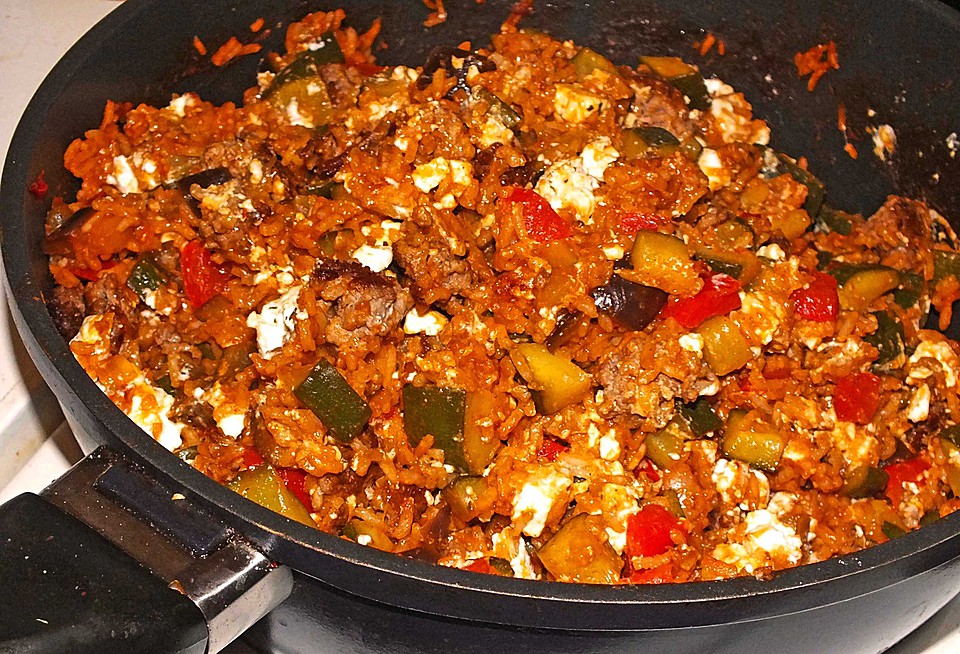 Mediterrane Zucchini - Reis - Pfanne mit Feta von CookingJulie ...