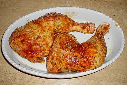 Knusprige Hähnchenkeulen / Hähnchenschenkel aus dem Ofen 87