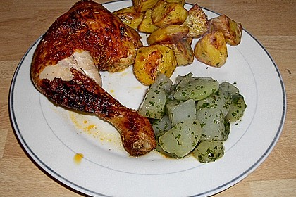 Knusprige Hähnchenkeulen / Hähnchenschenkel aus dem Ofen 59