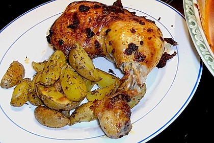 Knusprige Hähnchenkeulen / Hähnchenschenkel aus dem Ofen 48