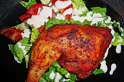 Knusprige Hähnchenkeulen / Hähnchenschenkel aus dem Ofen 5