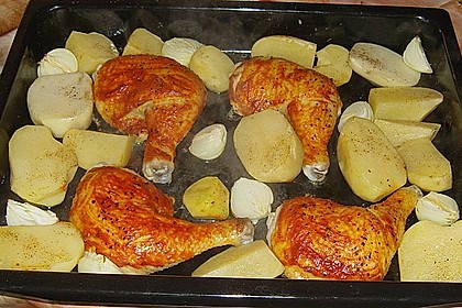 Knusprige Hähnchenkeulen / Hähnchenschenkel aus dem Ofen 47