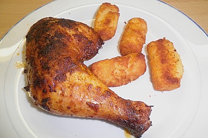 Knusprige Hähnchenkeulen / Hähnchenschenkel aus dem Ofen 27