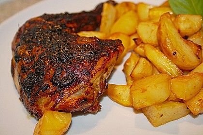 Knusprige Hähnchenkeulen / Hähnchenschenkel aus dem Ofen 52